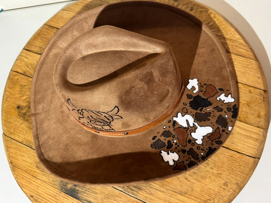Custom Highland Cow Western Hat | Hand-Painted Statement Brim | One-of-a-Kind