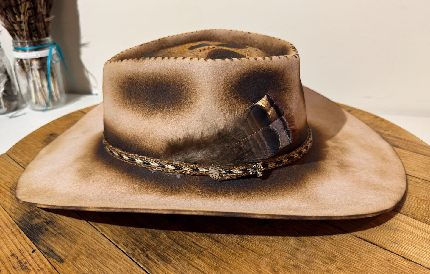 Custom Burned Skull Western Hat | Hand-Styled Statement Brim | Bespoke Brims at the Hatty Wagon