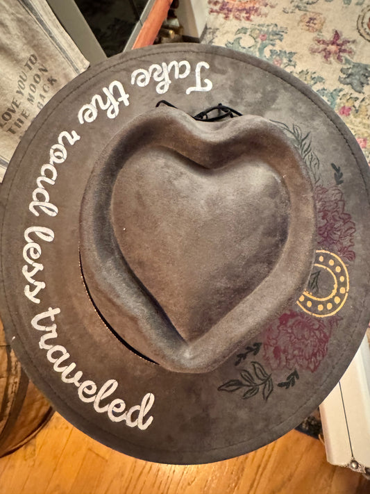 Vegan Suede Heart Crown Hand Painted