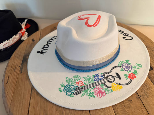 Country Made Me Happy Vegan Suede Hat – White