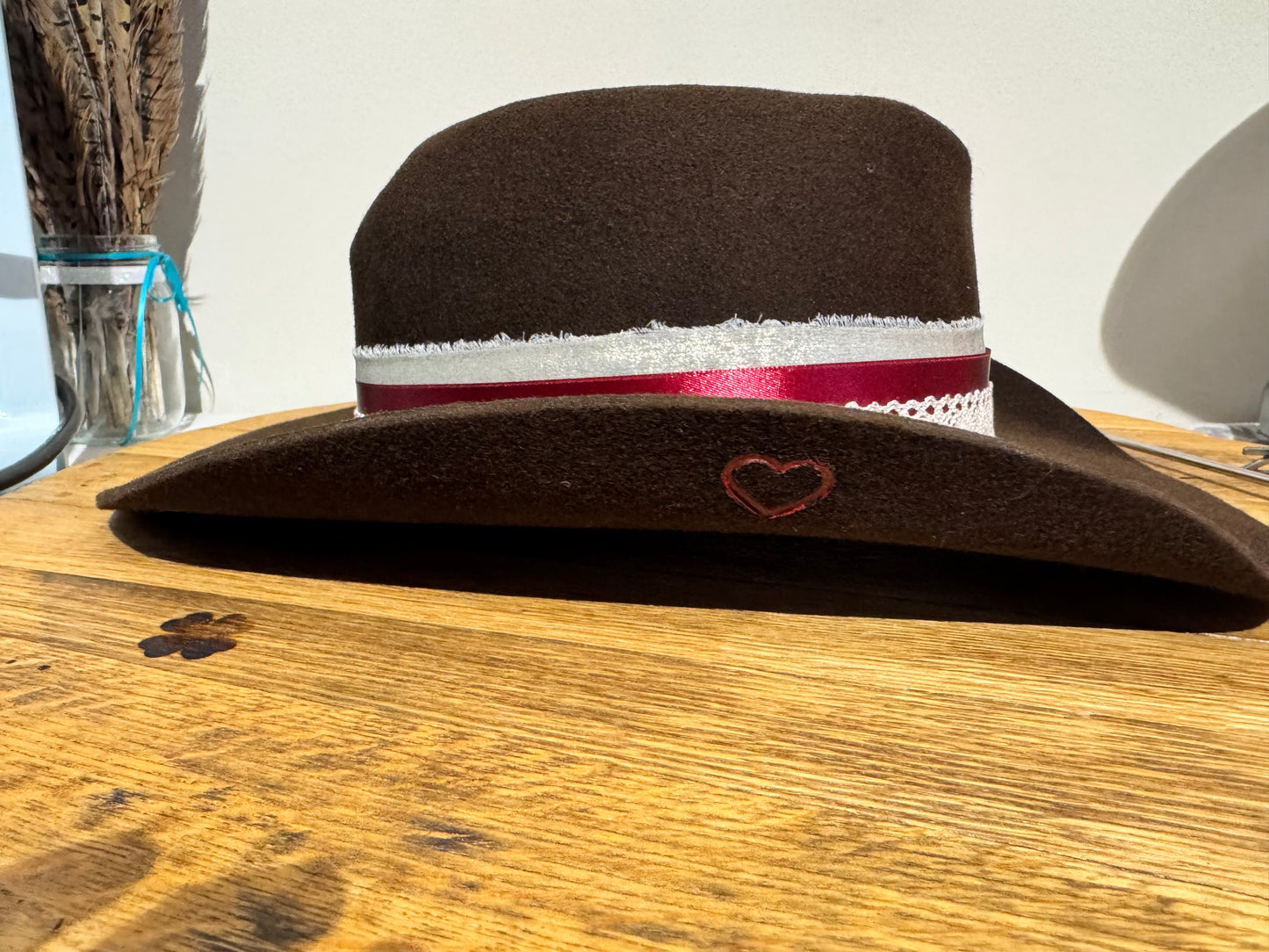 Custom Romantic Western Hat | Lace & Ribbon Band with Feather Detail | Made-to-Order